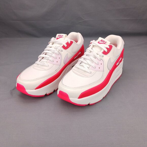 Nike Air Max 90 LV8 Women's Shoes Sneakers HF5073 133 White Red Sizes 8-10 - Picture 2 of 10